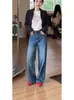Jeans rectos estilo retro americano, nueva colección otoño 2026 para mujer, talla grande, tiro alto, adelgazantes y versátiles, con diseño de pierna curva
