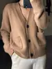 Cardigan de Tricô Cor Sólida Estilo Simples Coreano Versátil Outono e Inverno Novo Solto Emagrecimento Moda Casaco Suéter Feminino