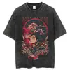 Talla Europea TransfronterizaCamiseta Lavada Vintage Talla Grande Estilo High Street Europeo y Americano Top de Verano para Hombre Ataque a los Titanes
