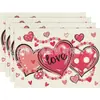 Mantel Individual del Día de San Valentín, Servilleta de Mesa Aislante al Calor, Mantel Rectangular Impermeable para el Hogar, Mantel Anti-quemaduras, Mantel Aislante al Calor, Transfronterizo