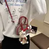 Bolso de Mano Mini Bowling a Cuadros de Moda para Mujer 2026 Navidad Lindo Coreano con Forma de Concha para Labial Auriculares
