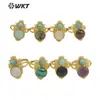 WT-R477 Diseño de borde clásico estilo europeo con patrón de doble gema Anillo de diseño ajustable de 18K Anillo de regalo para niñas