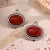 Brincos vintage de aço inoxidável transfronteiriços, brincos de aço titânio com pedra natural para mulheres, brincos de alto padrão à prova d'água em ouro 18k europeus e americanos