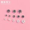 S925 Prata Lisa Prata Flor de Ameixa Pequena Espaçador Junta Acessórios de Prata Tailandesa diy Pulseira de Cristal Jóias Acessórios Material