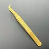 Pinzas para Pestañas de Injerto de Alta Precisión Reticuladas Doradas/Pinza de Pluma Dorada/Pinza de Delfín/Pinzas de Floración/Pinzas para Pestañas
