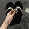 Chanclas de cuña estilo coreano con plataforma gruesa y pedrería para mujer, Novedad Verano 2026, Antideslizantes, que aumentan la altura, Sandalias para vacaciones en la playa
