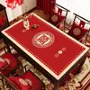 Mantel de Mesa con Palabra Feliz Roja de Boda Estilo Nuevo Mantel Festivo Impermeable y a Prueba de Aceite Sin Lavar Sala de Estar Habitación de Boda Mesa de Café Mantel de Mesa