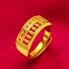 Juego de Ábaco Anillo para Hombre Dorado Imitación Arena Dorada de Vietnam Anillo de Ábaco Apertura Latón Chapado en Oro de 24 Quilates Joyería