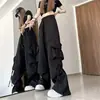 Moda Retro Americano Secado Rápido Peto de Verano para Mujer Cintura Alta Pierna Recta Ancha Tirantes Holgado Casual Pantalones