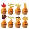 Adorno para Pastel de Acción de Gracias con Purpurina Agradecido Agradeciendo Pavo Calabaza Decoración de Postre para Fiesta Inserto