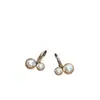Aretes Dorados Color Café Claro con Perlas Cereza Grandes y Pequeñas Moca Mousse Lujo Suave Versátiles Elegantes Aretes de Nicho para Mujer