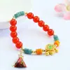 Pulsera de Ágata Roja Natural Jueyu Pulsera de Jade Azul Agua Grado A Venta al por Mayor para Zonas Escénicas y Templos S6013001
