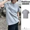 Camiseta Retro Americana de Ombro Reto, Fresca de Verão com Meia Manga, Cor Sólida Cleanfit, Costura em Tecido Air Layer, Versátil de Manga Curta