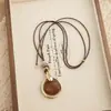 Collar Colgante Redondo de Madera Geométrico Vintage Cadena Larga para Suéter Estilo Chino Nuevo Accesorio de Moda de Alta Gama