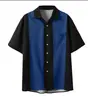 Camisa Casual Simple de Manga Corta para Hombre Europea y Americana Transfronteriza Costura a Rayas Impresión Digital 3D Cuello Camisero Todo Fósforo