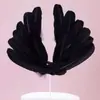 Decoración de pastel con plumas, inserto de red roja, hermosas alas de ángel, amor, pluma cambiante, accesorios para hornear de cumpleaños