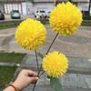 Flor de simulação para casamento fabricantes de comércio exterior 3 crisântemo ping pong criptografado bola de cebola branca crisântemo decoração de casamento flor artificial atacado