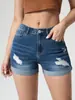 Modelo Novo de Verão 2026 Exclusivamente para Vendas Transfronteiriças para Europa e América, Shorts Jeans com Design Desgastado para Amazon, Alta Elasticidade, Bainha Enrolada em Estoque