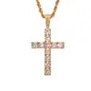 Joyería Europea y Americana Nuevo Hip-Hop Colgante de Cruz Grande Cobre Electrochapado Oro de 18K Circonita Completa Collar para Hombre