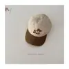 Gorra de Béisbol de Otoño para Niños con Bloques de Color y Tema de Oso, Gorra de Béisbol con Protección Solar para Niños y Niñas, Gorra de Pico de Baile Callejero de Moda