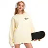 Sudadera de Algodón Pesado para Parejas, Corte Holgado, Cuello Redondo, Sin Capucha, Pulóver, Versátil, Cálida, Prenda Superior Estampada para Otoño e Invierno