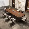 Mesa de centro de madera de nogal y mesa integrada para estación de té, tablero grande de madera maciza, estilo chino nuevo, adecuada para sala de estar, hogar, oficina, mesa y sillas modernas de lujo ligero