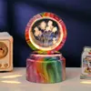 Bola de Cristal Transfronteiriça Base Giratória com Textura de Madeira Luminária Noturna Brilhante Lâmpada do Céu Estrelado 3D Decoração de Mesa Presente Criativo de Feriado