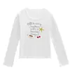 Camiseta blanca de manga larga con cuello en U para mujer, nuevo estilo primavera y otoño, con divertido estampado de dibujos animados, corte ajustado, top de moda