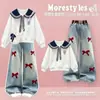 Traje de Moda Primavera y Otoño Nuevo Estilo Moda Simple Manga Larga Casual Dulce Lazo Jeans Conjunto de Dos Piezas