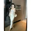 Conjunto de cárdigan y falda tipo camisola de Lyocell, transpirable, fresco y refrescante, camisola blanca, cárdigan blanco