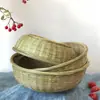 Cesta de bambu cesta de bambu com base cesta de frutas domésticas prato de frutas produtos de bambu artesanais cesta de pão cozido no vapor cesta de sobremesa cesta de bambu