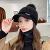 Chapéu Casual Versátil Estilo Coreano para Mulheres Outono e Inverno Pelo de Coelho Bico de Pato Ciclismo Chapéu Quente Inverno Proteção de Orelha Chapéu de Lã Tricotado
