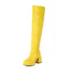 Botas altas hasta la rodilla botas talla grande 40 tubo de acero baile tacón alto 48 punta cuadrada gruesas otoño e invierno nuevas botas para discoteca europeas y americanas botas cuero charol botas de mujer