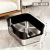 Nueva caja de arena para gatos de acero inoxidable, caja de arena abierta para gatos con bordes altos profundizados, inodoro para gatos semi-cerrado extragrande