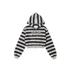 Otoño e invierno diseño europeo y americano strass rayado holgada retro con capucha con cremallera simple versátil sudadera al por mayor