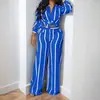 Verão 2026 Novo Estilo Transfronteiriço Europa e América Comércio Exterior Roupas Femininas Simples Casual Camisa com Lapela Listrada e Conjunto de Calças