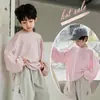 Ropa Infantil Nueva Primavera y Verano 2026 para Niños y Niñas, Camiseta Básica Casual de Color Sólido Holgada, Top de Camiseta de Manga Larga