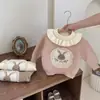Suéter de Invierno con Forro de Felpa Estilo Coreano para Niñas 2026 Suéter de Punto Grueso de Cuello Redondo para Bebé Camiseta de Capa Base de Felpa de una Pieza