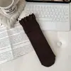 Meias de renda empilhadas estilo balé para outono e inverno, cor sólida, estilo ins, meias simples e versáteis de meia-panturrilha, algodão puro, sem costura, meias Zhuji