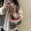 Bolso de Color Contrastante para Mujer 2025 Nuevo Bolso de Cuadros Bolso de Hombro Único Bolso de Axila Popular Bolso Cuadrado Pequeño para Viajar Empezando desde Una Pieza