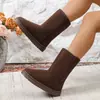 2026 Botas de Nieve Europeas y Americanas para Mujer de Comercio Exterior, Botas de Nieve de Caña Alta, Botas para Mujer de Tallas Grandes, Botas Largas con Forro de Lana y Engrosadas, Venta al por Mayor
