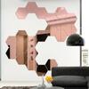Adhesivos de pared de espejo acrílico hexagonal estéreo transfronterizo autoadhesivo sala de estar dormitorio pared de fondo decoración del hogar espejo suave