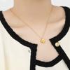 Collar de Acero de Titanio Estilo Coreano Ins Nicho Simple Doble Capa Esmerilado Flor Trébol de Cuatro Hojas de Cuenta Única Cadena Clavícula para Mujer