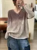 26 Suéter de Tricô Casual Solto Estilo Preguiçoso com Gola Redonda e Mangas Longas em Gradiente, Nova Coleção Primavera, que Emagrece e Cobre o Corpo, para Mulheres