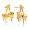 Diseño Silencioso y Elegante, Estilo Dulce y Romántico Pendientes de Acero Inoxidable de Oro de 18 Quilates Fusión Líquida de Cereza Pendientes Versátiles Venta al por Mayor