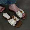 Sandalias Cuadradas de Verano para Mujer, Diseño de Nicho Estilo Francés, Sandalias de Deslizamiento con Tacón Medio Grueso