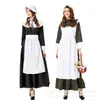Vestuário de Vida na Fazenda e Rancho Europeia e Americana Vestido Longo Tradicional Dia das Crianças Roupa de Família Roupa para Performance de Empregada Doméstica