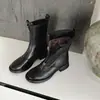 Botines de Moda Estilo Británico con Cremallera Frontal de 3.5cm 2026 Otoño/Invierno Nuevos Punta Redonda Tacón Grueso Adelgazantes Botas Martin Botas para Mujer