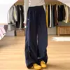 Pantalones de Trabajo Azul Marino Transfronterizos para Mujer, Nuevo Estilo Primavera y Verano 2026, Holgados Rectos Casuales de Secado Rápido Pierna Ancha Venta al por Mayor
