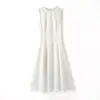 Vestido de Verano 5814 Ajustado Adelgazante de Cintura con Encaje Pesado Adornado Sin Mangas Elegante Vestido Largo de Corte Amplio para Mujer